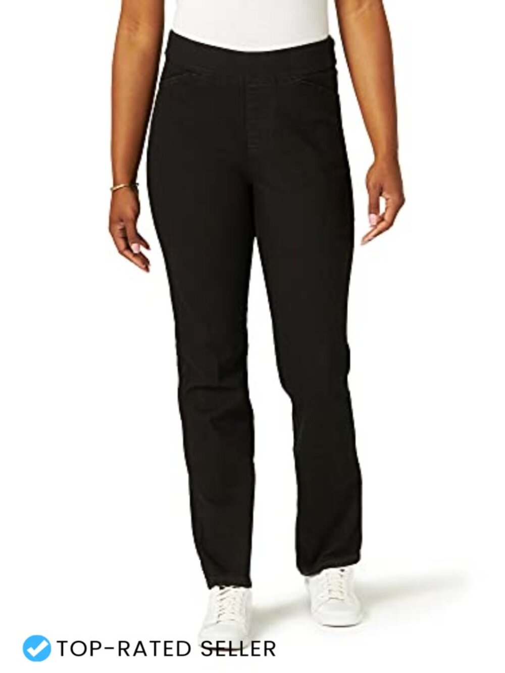 Womens Easy-Fit Elastic-Waist Pull-On Skinny Stretch Denim Jeans